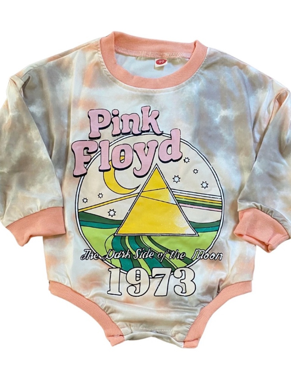 Pink Floyd 'The Dark Side of the Moon' Tie-Dye One-Piece - Pink/Yellow